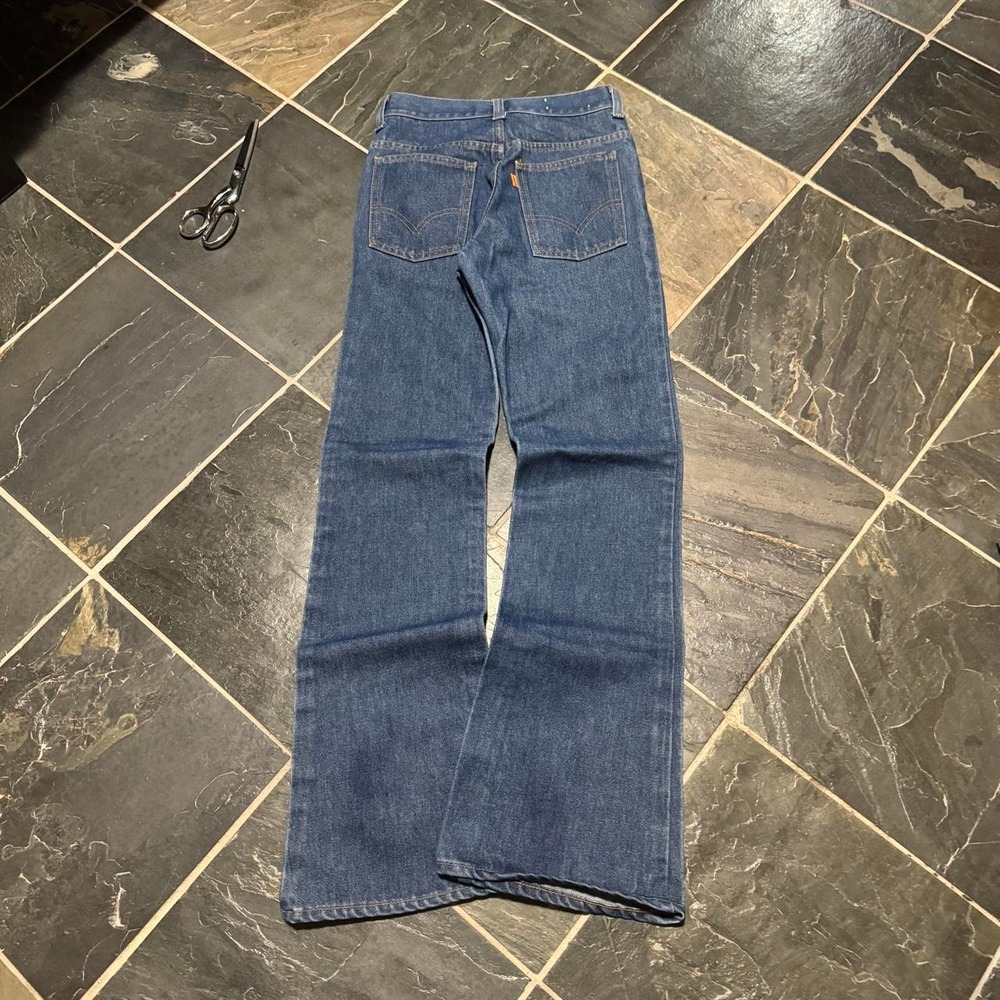 80s Levi's 746-0917 Orange Tab Bell Bottom Flare Darkwash Student Fit Jean - 24"